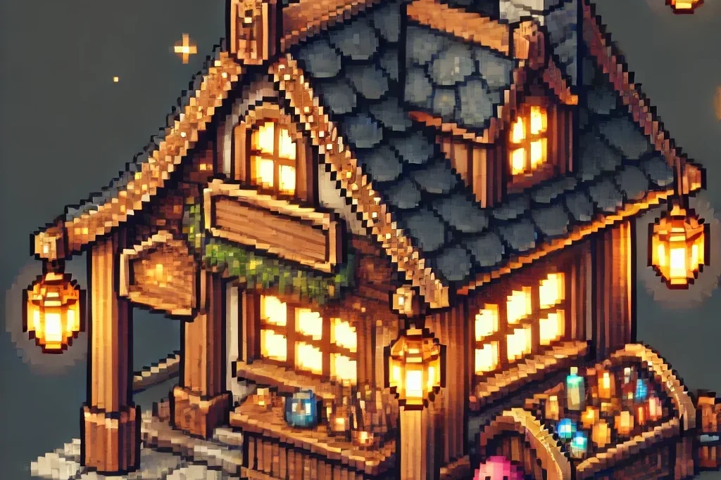 Glowing pixel art sword with a blue blade and golden hilt.